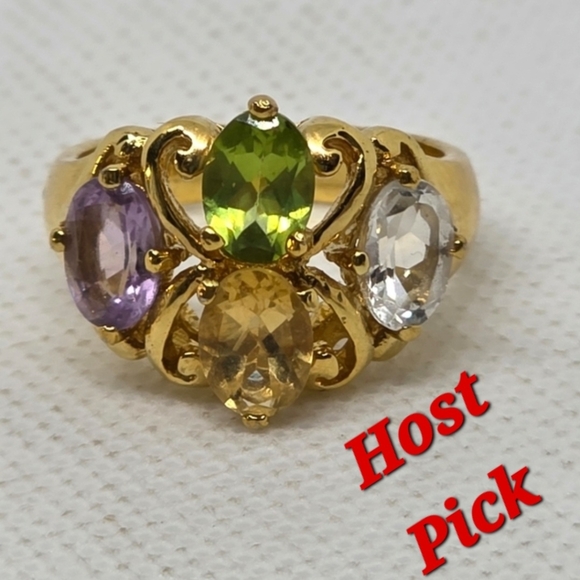 Host Pick Incredible Rare Victoria Wieck Peridot Amethyst Topaz Citrine Ring - Picture 9 of 9